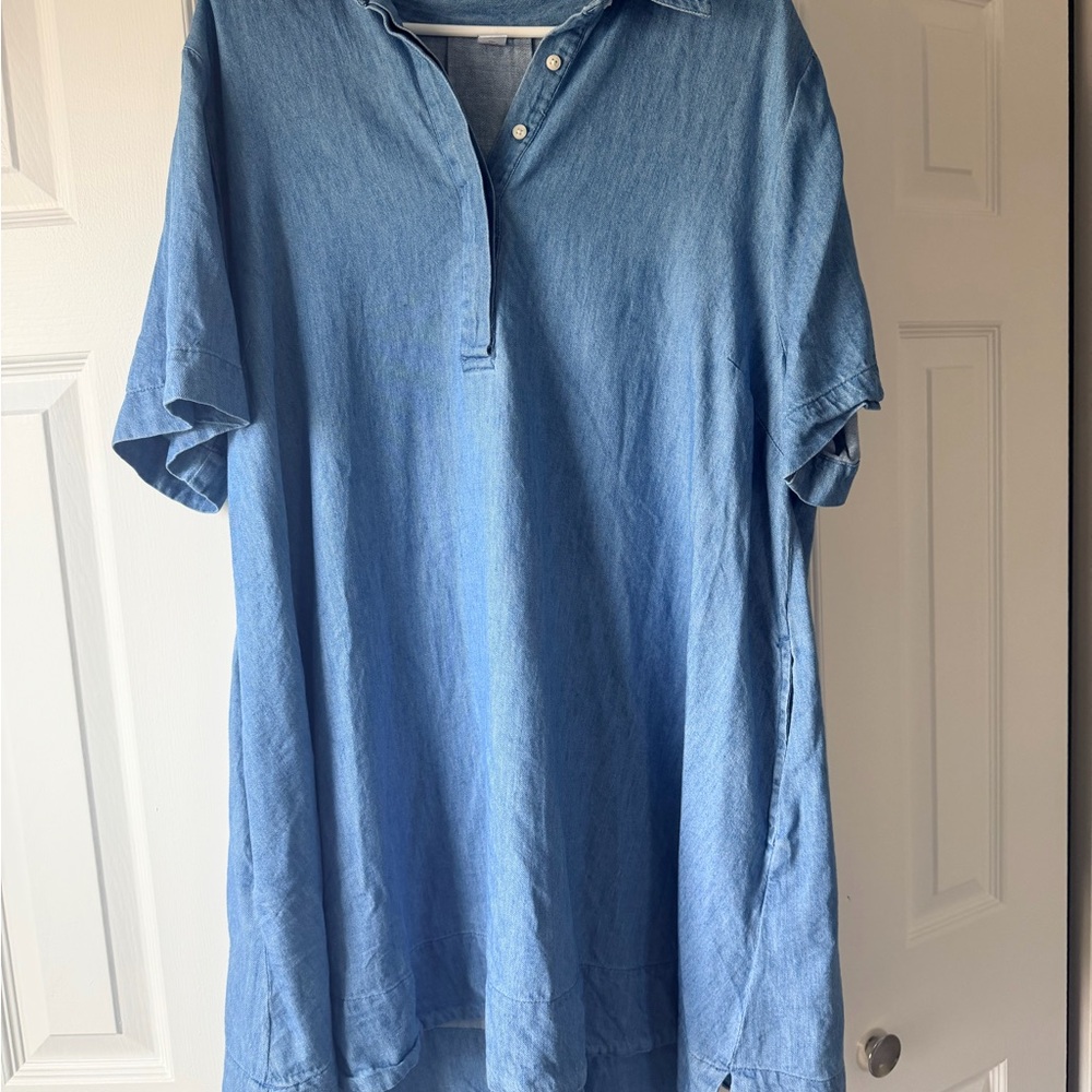Old Navy Light Blue Denim Polo Tunic